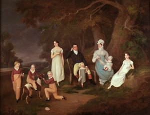 Retrato de grupo de un terrateniente, su esposa y sus hijos en el borde del Nuevo Bosque, 1817